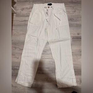 Sanctuary Men's White Drawstring Linen Chinos